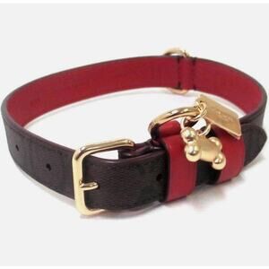 Coach Pet Collar Charm Brown Gold Small New